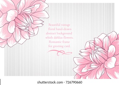 Fundo floral vintage. Belo quadro com flores dahlia. Elemento de design.
