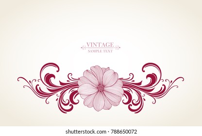 Vintage floral background. Beautiful frame with flowers dahlia.