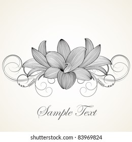 Vintage floral background. Beautiful frame with flowers lily. Element for design.