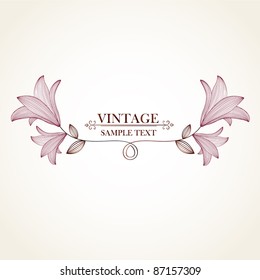 Vintage floral background. Beautiful frame with flowers lily. Element for design.