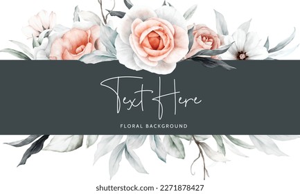 vintage floral background of beige roses with leaves and flowers