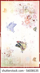 vintage floral background with butterflies.eps 10