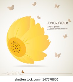 Vintage floral background - Daisies. Vector illustration.