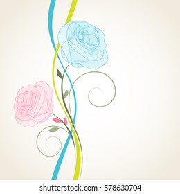 Vintage floral background with flower rose. Element for design.