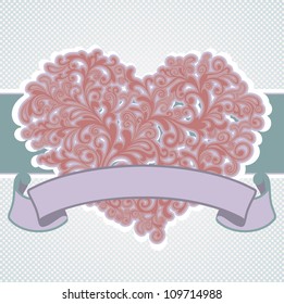 vintage floral background with heart-shape