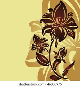 Vintage floral background with lily