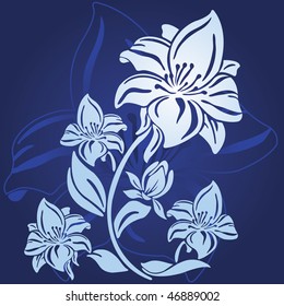 Vintage floral background with lily