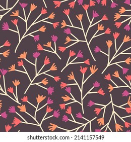 Vintage floral background Pattern with branches from trees and buds