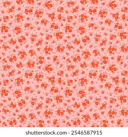 Fondo floral de Antiguas. Patrón floral con flores de color naranja sobre un fondo rosa. Patrón sin fisuras para el diseño y estampados de moda. Estilo sucio. Ilustración vectorial de stock.