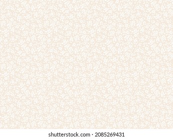 Vintage floral background. Floral pattern with small white flowers on a ivory light beige background. Seamless pattern for design and fashion prints. Ditsy style. Stock vector illustration.
