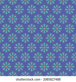 Vintage, floraler Hintergrund. Blumenmuster mit kleinen Blumen auf blauem Hintergrund. Nahtlose Muster für Design- und Modedrucke. Ditsy-Stil