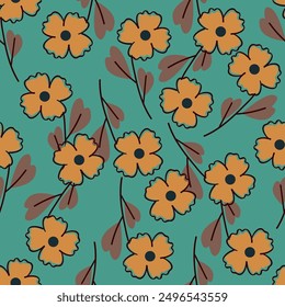 Vintage floral background. Floral pattern with small white flowers on a dark blue background. Seamless pattern for design and fashion prints. Ditsy style. Stock vector illustration