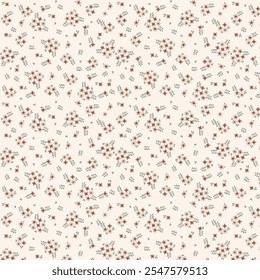 Vintage floral background. Floral pattern with small yellow flowers on a ivory white background. Seamless pattern for design and fashion prints. 