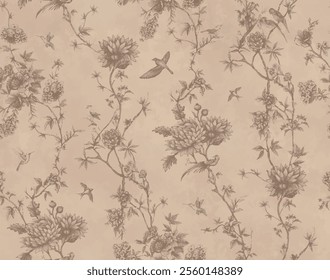 Vintage floral background. Floral pattern with small pastel color flowers on a light gray-green background. Seamless pattern for design and fashion prints.