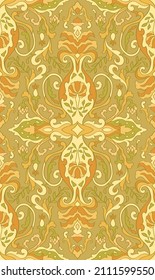 Vintage floral background. Pattern with stylized vases and flowers.