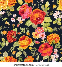 Vintage, floraler Hintergrund - nahtloses Muster für Design, Druck, Scrapie - in Vektorgrafik