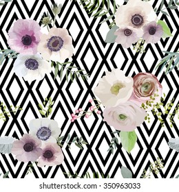 Fondo floral vintage - patrón ininterrumpido - en vector