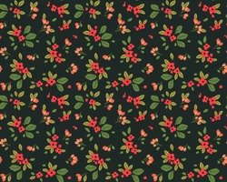Vintage Floral Background. Seamless Vector Pattern For Design And Fashion Prints. Flowers Pattern With Small Red Flowers On A Dark Green Background. Ditsy Style. 