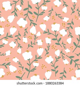Vintage, floraler Hintergrund. Nahtlose Vektorgrafik für Design- und Modedrucke. Blumenmuster auf Weiß 
 Blumenknospen auf weichem rosafarbenem Hintergrund.