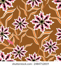 Klassischer Blumenhintergrund. Nahtloses Vektorgrafik-Muster für Design- und Modedrucke. Blumenmuster mit kleinen rosa und roten Blüten auf einem hellen elfenbeinfarbenen Hintergrund. Ditsy-Stil.