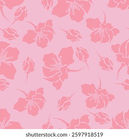 Vintage floral background. Seamless vector pattern for design and fashion prints. Flowers pattern with small blue, pink and white flowers on a dark blue background. Ditsy style
