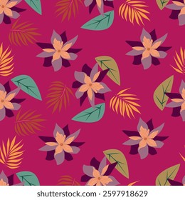 Vintage floral background. Seamless vector pattern for design and fashion prints. Flowers pattern with small blue, pink and white flowers on a dark blue background. Ditsy style