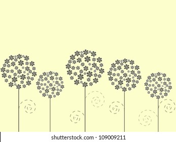 Vintage Floral background with vector flowers