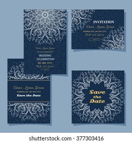 Vintage floral background.Set wedding card or invitation border openwork pattern with lace