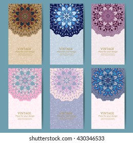 Vintage floral background.Set wedding card or invitation border ornament with Damascus and Arab elements