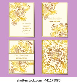 Vintage floral background.Set wedding card or invitation border openwork pattern with Mendy motive