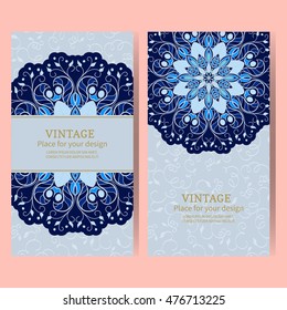 Vintage floral background.Set wedding card or invitation border and circular ornament with Damascus and Arab elements.Vector illustration.
