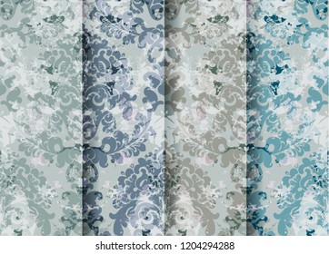 Vintage floral baroque pattern set collection Vector. Beautiful ornament decor. Royal luxury texture floral backgrounds