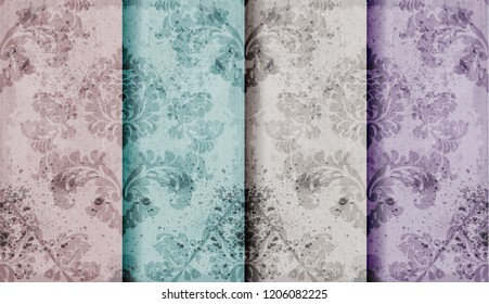 Vintage floral baroque pattern set collection Vector. Beautiful ornament decor. Royal luxury texture floral backgrounds. Pastel colors