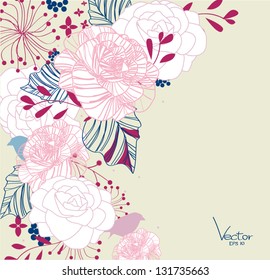 Vintage floral and Bird pattern vector