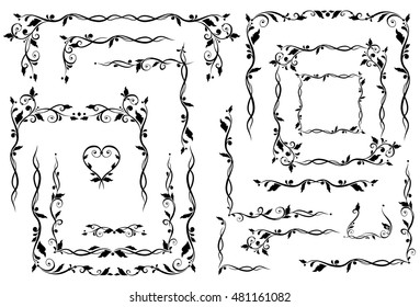 Vintage floral black frames and borders