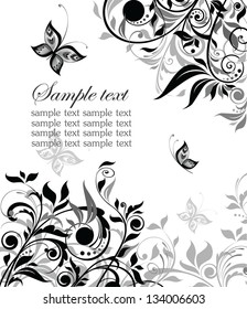 Vintage floral black and white background