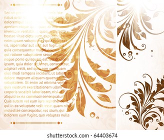 Vintage floral border with leafs and flowers for retro design