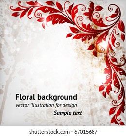Vintage floral border with leafs and flowers for retro design