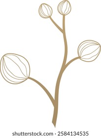 Vintage Floral Branch Sketch Vector Illustration