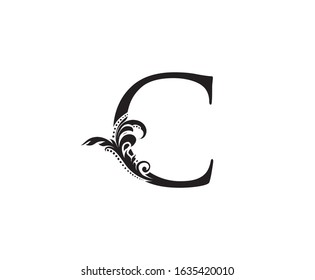 Vintage Floral C Letter Logo. Black C With Classy Leaves Shape design perfect for Boutique, Jewelry, Beauty Salon, Cosmetics, Spa, Hotel and Restaurant Logo. 