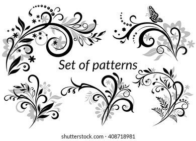 Vintage Floral Calligraphic Patterns