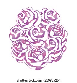 Vintage Floral Card with bouquet  of Roses Vector Design Element. Roses background, invitation. Place for your text. 