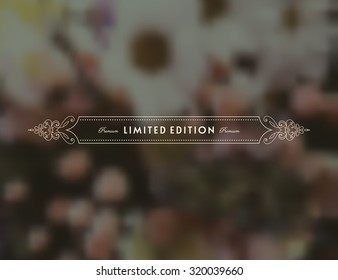 Vintage Floral Card with Flowers. Retro Frame for Restaurant or Boutique Identity Design. Spring Illustration. Summer Elements for Placard, Poster, Invitation, Flyer, Book Cover Design.