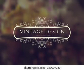 Vintage Floral Card with Flowers. Retro Frame for Restaurant or Boutique Identity Design. Spring Illustration. Summer Elements for Placard, Poster, Invitation, Flyer, Book Cover Design.