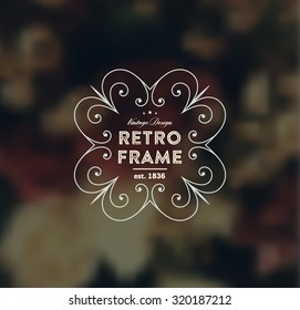 Vintage Floral Card with Flowers. Retro Frame for Restaurant or Boutique Identity Design. Spring Illustration. Summer Elements for Placard, Poster, Invitation, Flyer, Book Cover Design.