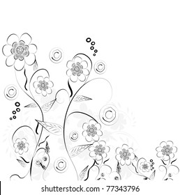 Vintage floral card with handdrawn flowers