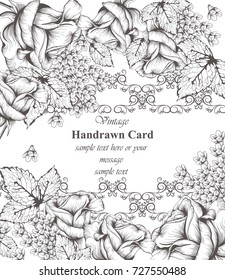 Vintage floral card line art. Beautiful background. hand drawing graphic style