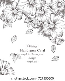 Vintage floral card line art. Beautiful background. hand drawing graphic style