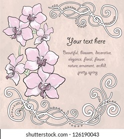 Vintage floral card with orchid