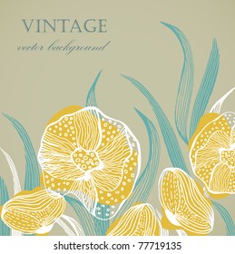 Vintage floral card in pastel colors